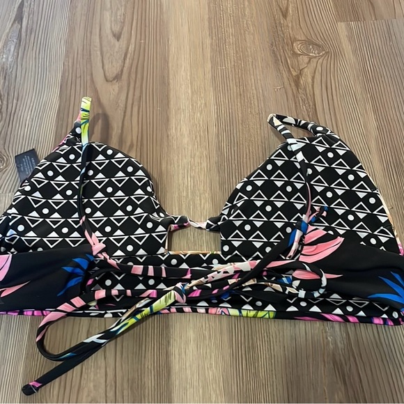 Hurley Hana reversible Bikini Black Tropical print Size S NEW Beach Vacation - Picture 9 of 15